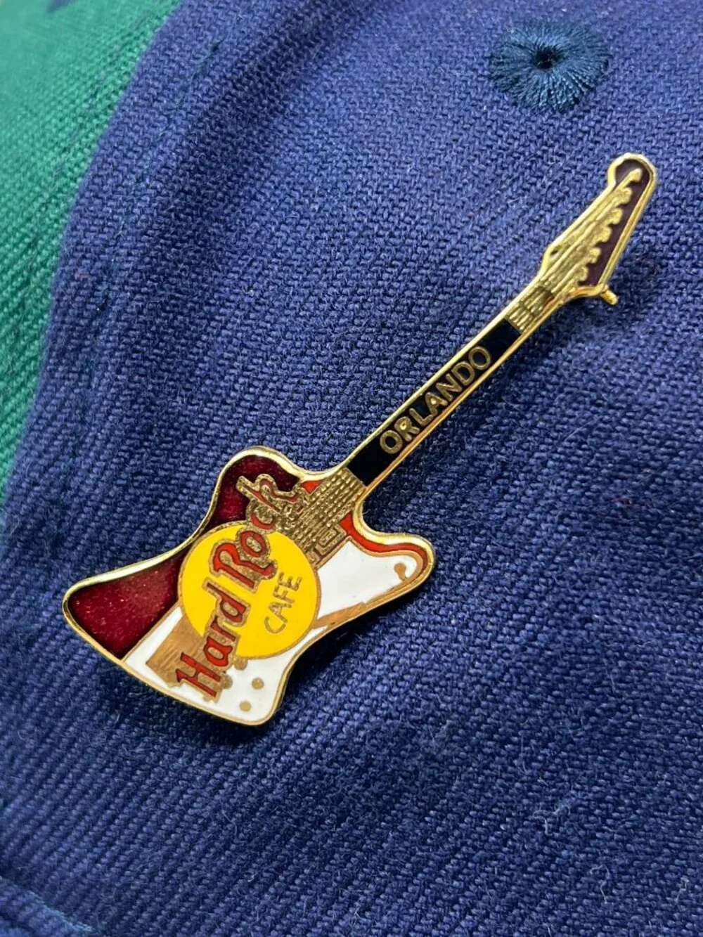 Hard Rock Cafe Orlando Florida Snapback Guitar Hat Pin Adjustable Colorblock Cap